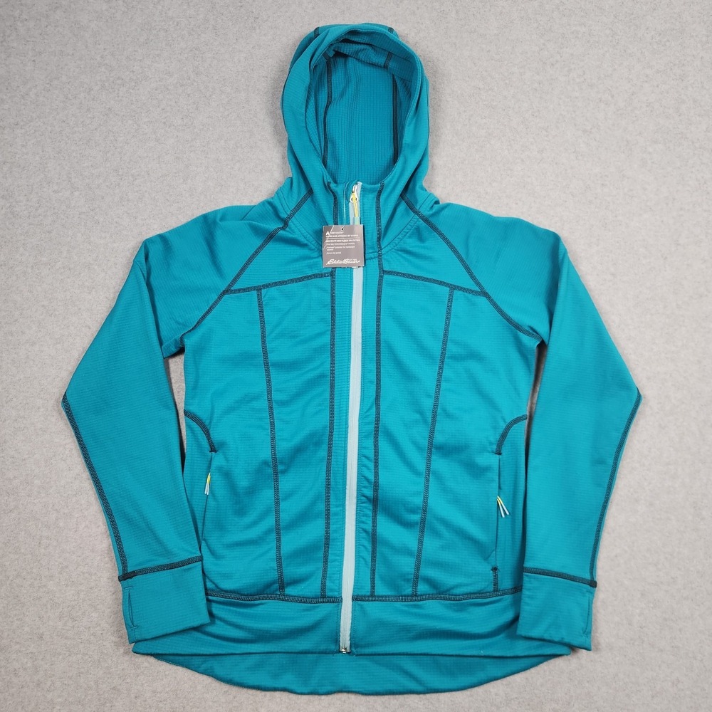 Eddie Bauer Jacket Womens Large Blue First Ascent High Route Grid Fleece Zip NEW